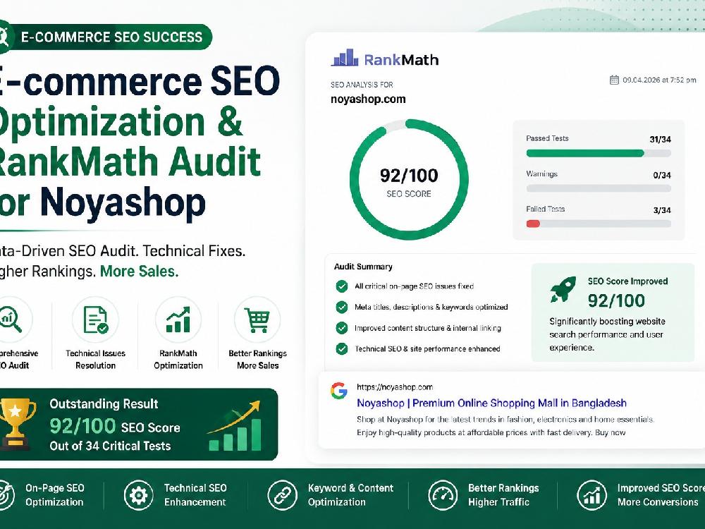 E-commerce SEO Optimization & RankMath Audit for Noyashop