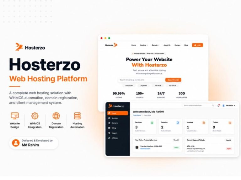 Hosterzo – Complete Web Hosting Company Website & WHMCS Integration
